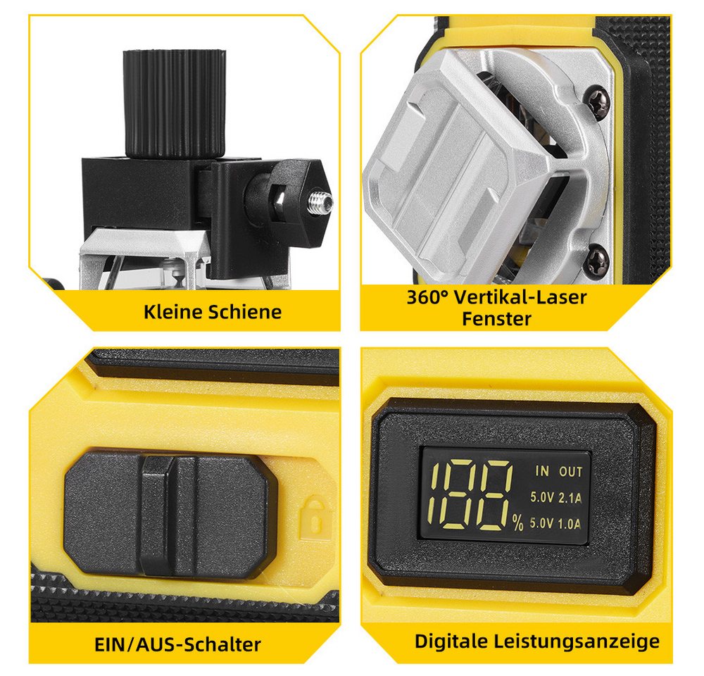 MELLWIN Kreuzlinienlaser 16 Linien Nivellierlaser 4 x 360 ° Laser Wasserwaage mit 2x Batterie, Laserwasserwaage für Innenbau, Fliesen & Holz Bild 3