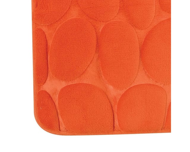 Badematte KIESELSTEIN, rutschhemmende Beschichtung, für Fußbodenheizung geeignet, strapazierfähig, waschbar, schnelltrocknend, Microfaser, PVC, aus super-weicher Microfaser, in 2 Größen und vielen trendigen Farben erhältlich, 40 x 60 cm, orange