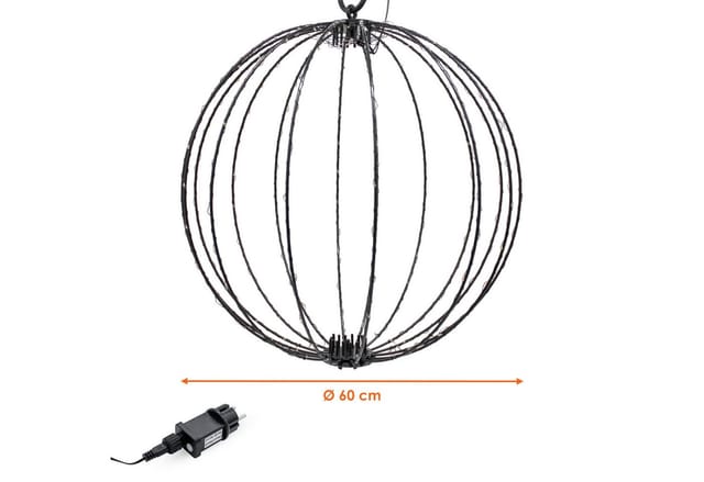 Spetebo LED Kugelleuchte zum hängen für Außen mit Netzstecker, Dekoleuchte, LED fest integriert, extra warm weiß, mit Timer