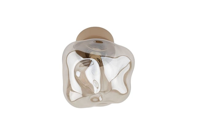 Licht-Erlebnisse Deckenleuchte UMERA, ohne Leuchtmittel, Rauchglas Metall G9 Beige Cognac rund Modern Deckenleuchte