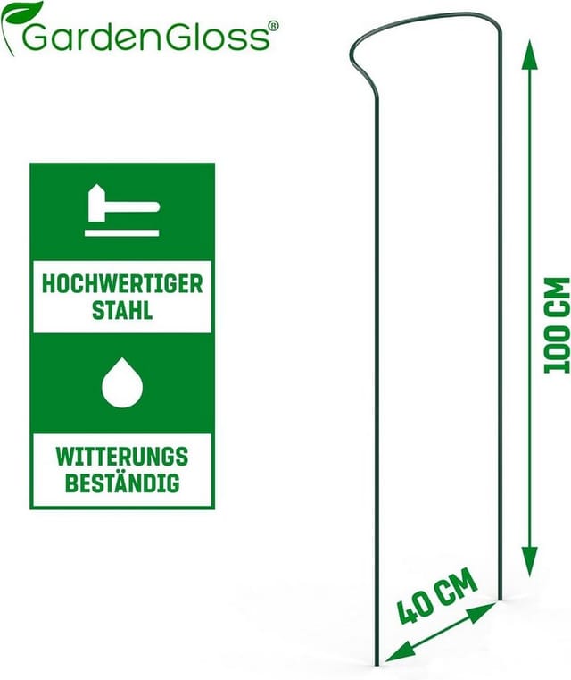 GardenGloss Spalier Stahlstrauch- und Staudenstützen für Blumen, Hortensien, und Rosen, 10 St.