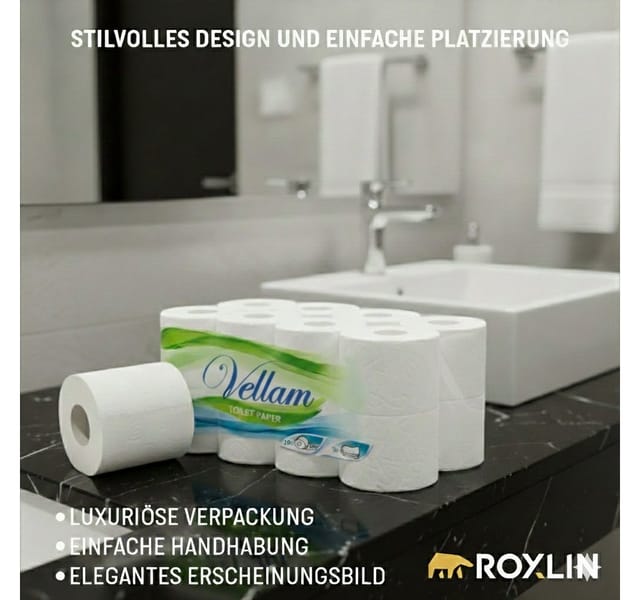 Roxlin Toilettenpapier Premium Toilettenpapier 3-lagig – Ultraweich & Hautfreundlich (24-St)