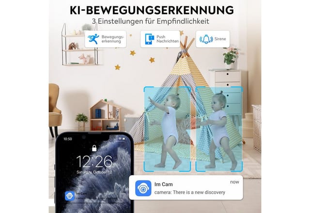 LUVISION Überwachungskamera C20 (Innenbereich, 1-tlg., WLAN PTZ Überwachung Kamera Autotracking Nachtsicht, Senioren, Baby, Mikrofon, 2-Wege Audio, App)