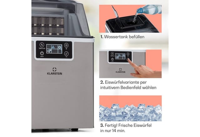 Klarstein Eiswürfelmaschine Chios, Elektrische Ice maker crusher 20kg / Tag 3,2 L