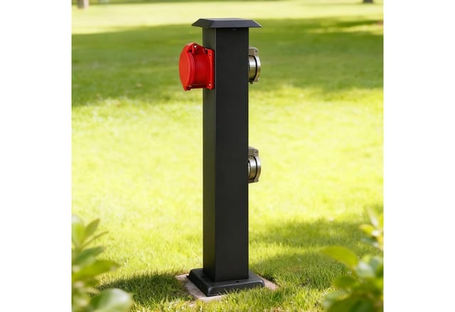 G&L Gartensteckdose mit CEE Steckdose Steckdosenverteiler 3 fach, 2 x Typ F + 1 x CEE Steckdose