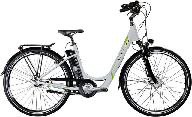 ZÜNDAPP Z510 700c E-Bike E Cityrad Damenrad Pedelec Elektrofahrrad Damen Fahrrad 28 Zoll (weiß grün)