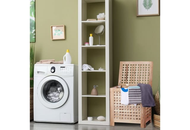 Wäschetruhe Walnuss, Deckel, Entnehmbarer Wäschesack 70 L, Geschlossener Sammler,hxbxt:55,5x52,5x39,5cm, Natur - Relaxdays