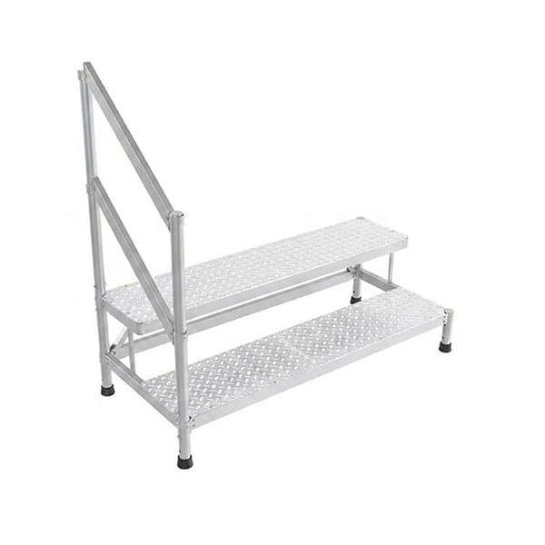 Trittleiter Aluminium - 2 Stufen - Breite 2.00m - Geländer Links - Mp2-200-gcg