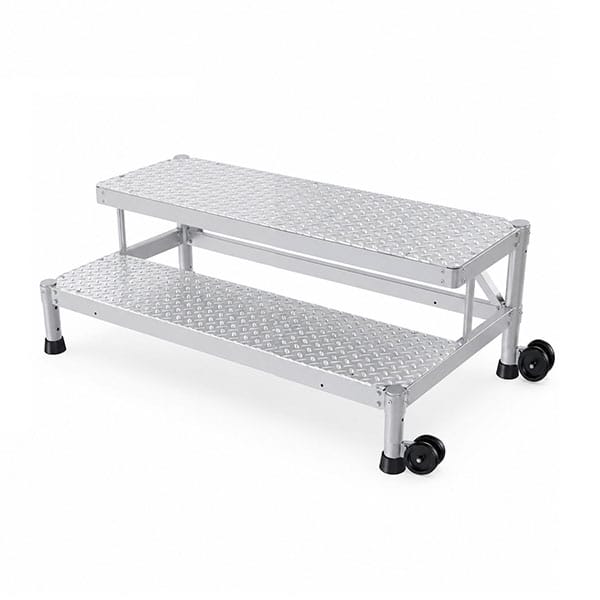 Trittleiter Aluminium - 2 Stufen - Breite 1.50m – Seitenräder - Mp2-150-rl