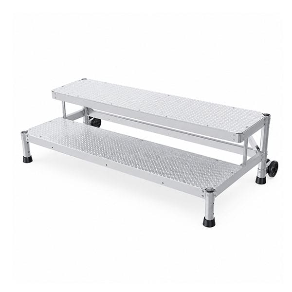 Trittleiter Aluminium - 2 Stufen - Breite 2.00m - Hinterräder - Mp2-200-ra