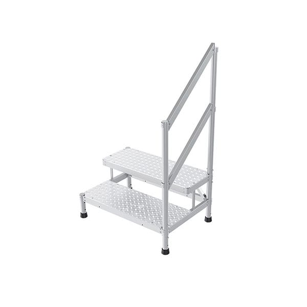 Trittleiter Aluminium - 2 Stufen - Breite 1.00m - Geländer Rechts - Mp2-100-gcd