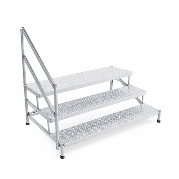 Trittleiter Aluminium - 3 Stufen - Breite 2.00m - Geländer Links - Mp3-200-gcg