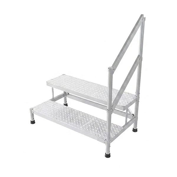 Trittleiter Aluminium - 2 Stufen - Breite 1.50m - Geländer Rechts - Mp2-150-gcd