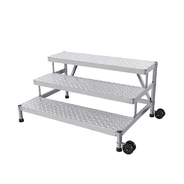 Trittleiter Aluminium - 3 Stufen - Breite 1.50m – Seitenräder - Mp3-150-rl
