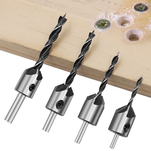 Set Mit 4 Kegelbohrern Mit Fasen Und Senkerinnungen Inklusive Sechskantschlüssel