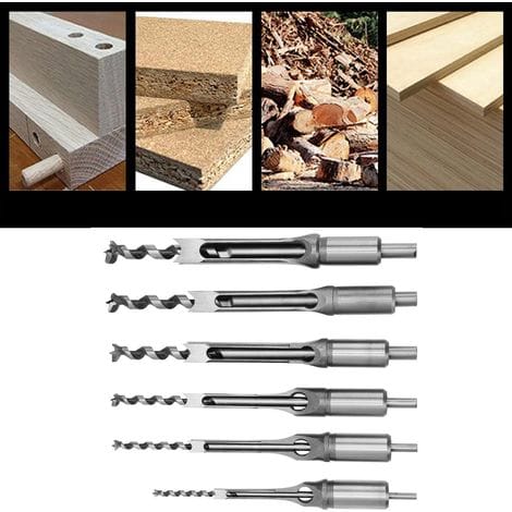 6-teiliges Vierkant-lochbohrer-set, Holzbearbeitungs-lochsäge, Holzbearbeitungswerkzeug