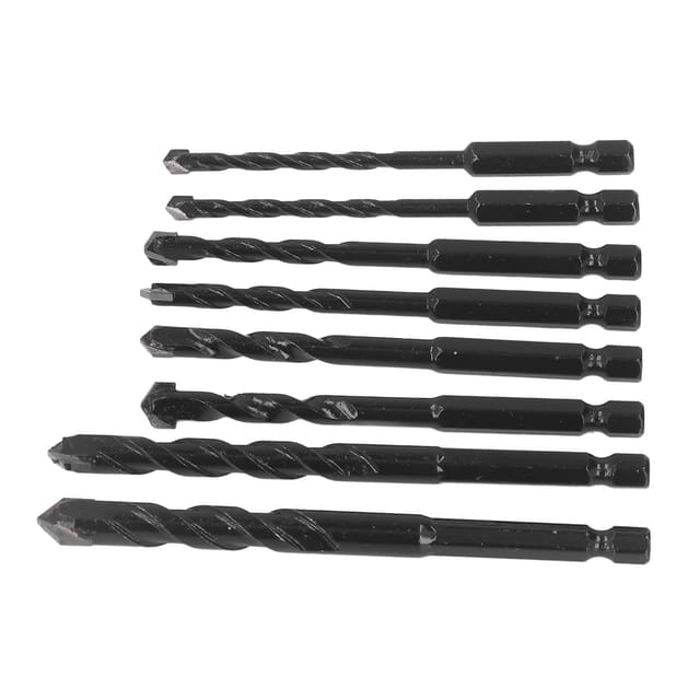 8-teiliges Hartmetall-betonbohrer-set, 6,35 Mm, Schwarzer Sechskantschaft, Für Fliesen Und Mauerwerk