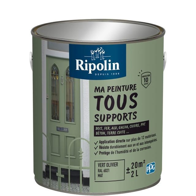 Mehrzweckfarbe - Olivgrün - Ral 6021 - Matt - Ripolin - 2l