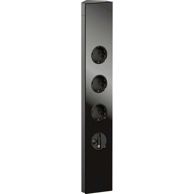 Wipo Steckdosenelement Power Eck-g Slim Schwarz – 3x Schuko Mit Kinderschutz + Usb-c Charger-auszug, Glasfront, 230 V, 3500 W