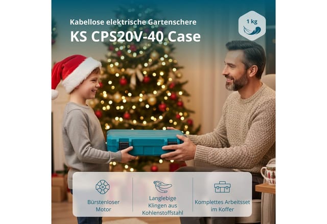 Könner & Söhnen Ks Cps20v-40 Case Plus Akku-rebschere: 40mm Schnitt, Bürstenloser Motor, Sicherheitssensor, 2× 2ah Akkus & Koffer
