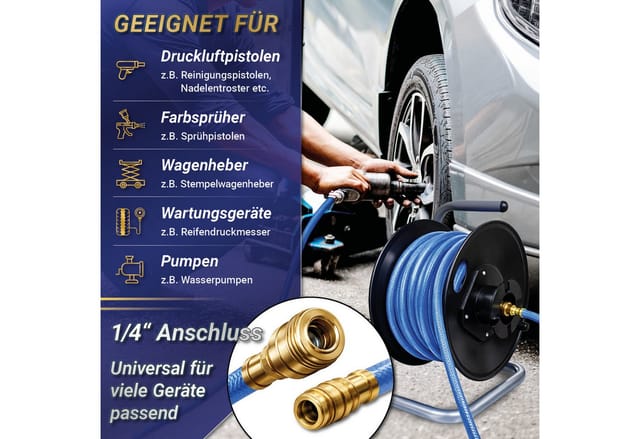 Bituxx Druckluftschlauchtrommel Druckluft Luftschlauch Trommel Aufroller Für Kompressor 20 Meter Manuell