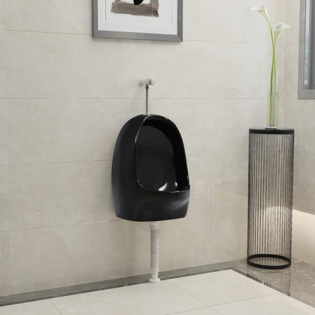 Wandurinal Mit Spülventil Keramik Schwarz