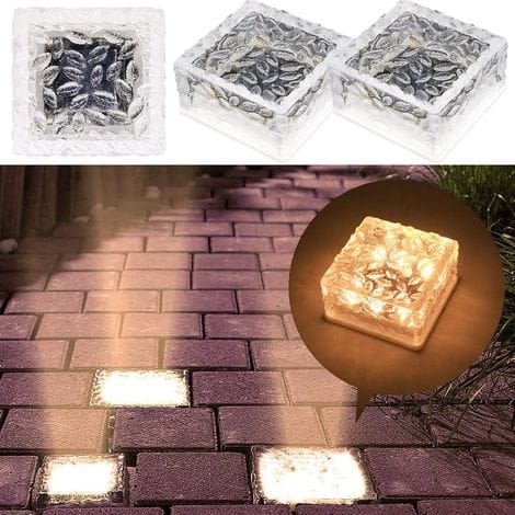 2er-pack 6 Led-solarleuchten Für Glaspflastersteine, Warmweißes Licht, Ein/aus L