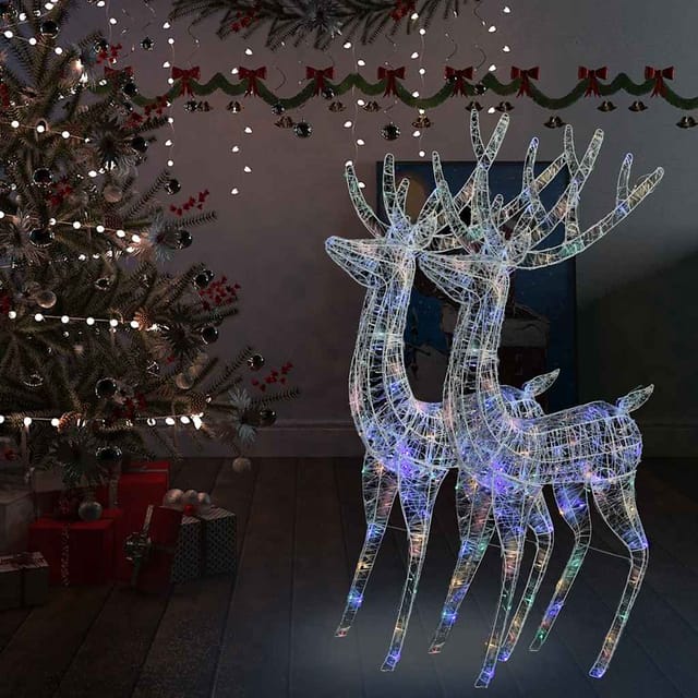 Vidaxl Xxl Rentiere Weihnachtsdekoration Acryl 250 Led 2 Stk. 180 Cm
