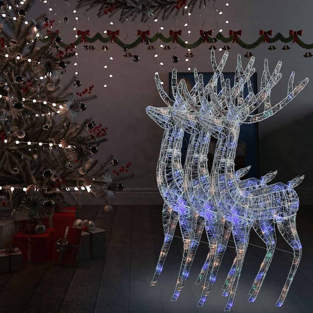 Xxl Rentiere Weihnachtsdekoration Acryl 250 Led 3 Stk. 180 Cm Vidaxl