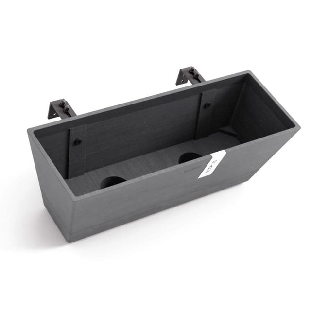 Ecopots Bewässerungsblumenkasten Bruges Balcony 48 cm grau zum Aufhängen