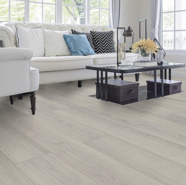 Classen Laminat 128,6 x 19,4 cm 7 mm Eiche hell grau
