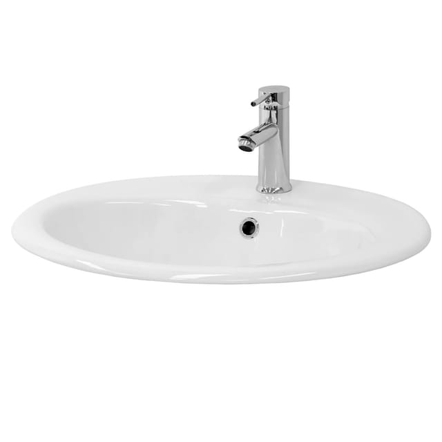 ML-Design Waschbecken aus Keramik Weiß Glänzend 57x19,5x48,5cm Oval mit Hahnloch