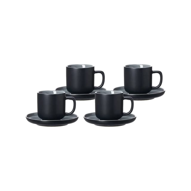Ritzenhoff & Breker Jasper Espressotasse mit Untertasse 100 ml 4er Set Schwarz