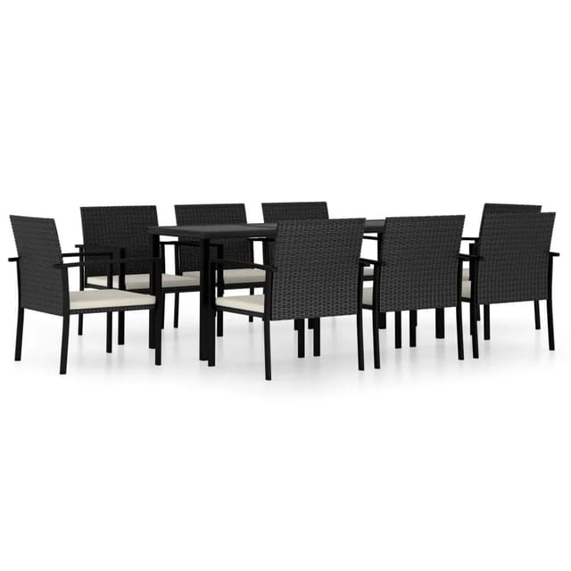 vidaXL 9-tlg Garten-Essgruppe Poly Rattan Schwarz Modell 14