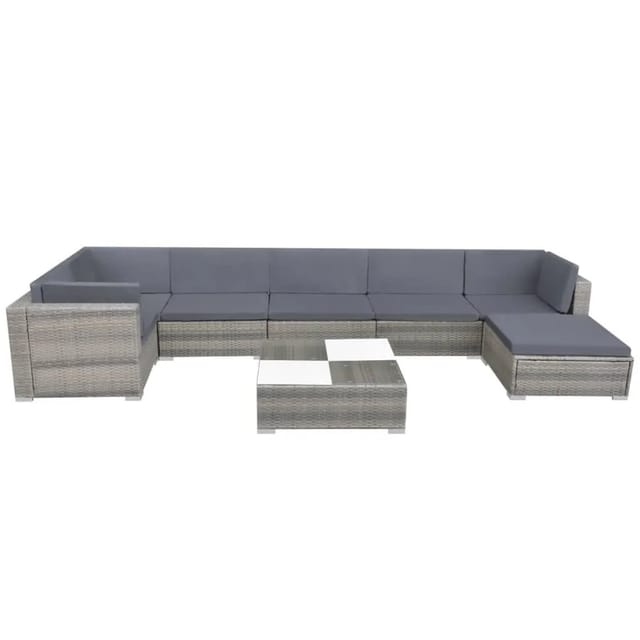 vidaXL 8-tlg Garten-Lounge-Set mit Kissen Poly Rattan Grau Modell 54