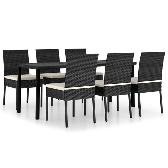 vidaXL 7-tlg Garten-Essgruppe Poly Rattan Schwarz Modell 16