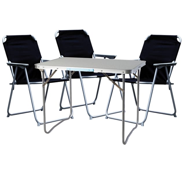 Mojawo 4 Teilig Campingmöbel Set Alu mit Tragegriff Schwarz Camping L70xB50xH59cm