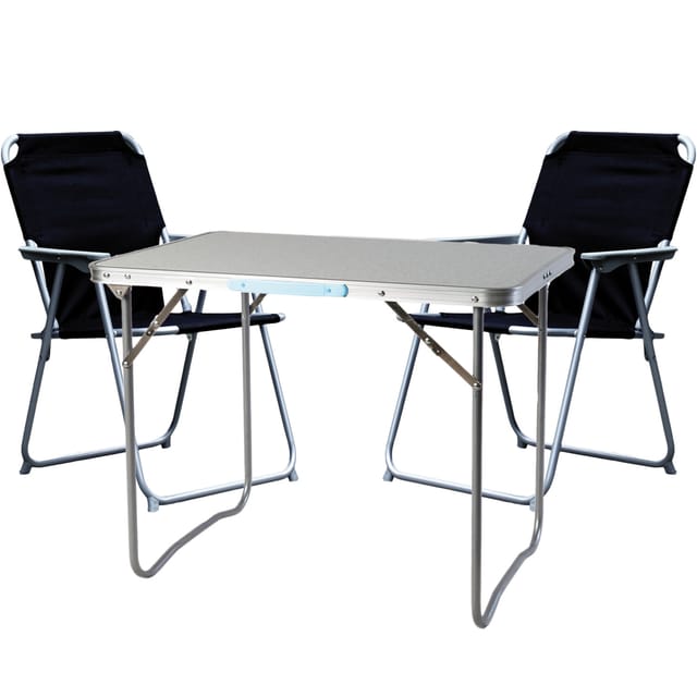 Mojawo 3 Teilig Campingmöbel Set Alu mit Tragegriff Camping L70xB50xH59cm Farbe Schwarz