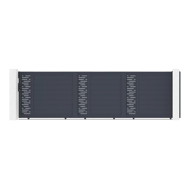 Casanoov Schiebetor Arlberg 500x140cm Aluminium & 2 Eifel Pfosten 20x20cm H.166cm Grau
