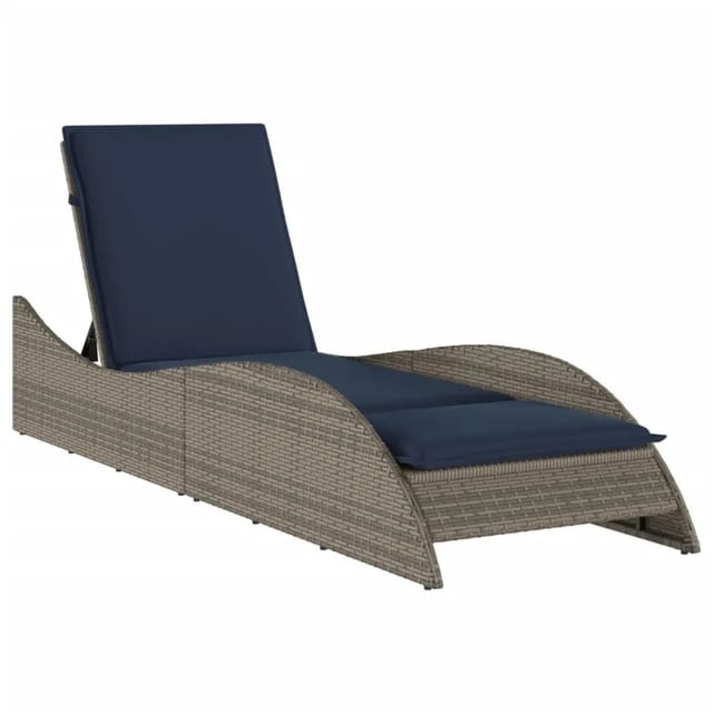 vidaXL Sonnenliege mit Auflage Grau 60x205x73 cm Poly-Rattan 368284