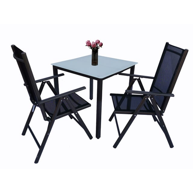 VCM 3 tlg. Gartenmöbel Set Sitzgruppe Essgruppe 1x Tisch, 2x Stühle Tisch Maße ca. H. 76 x B. 80 x T. 80 cm Stühle 80 MA