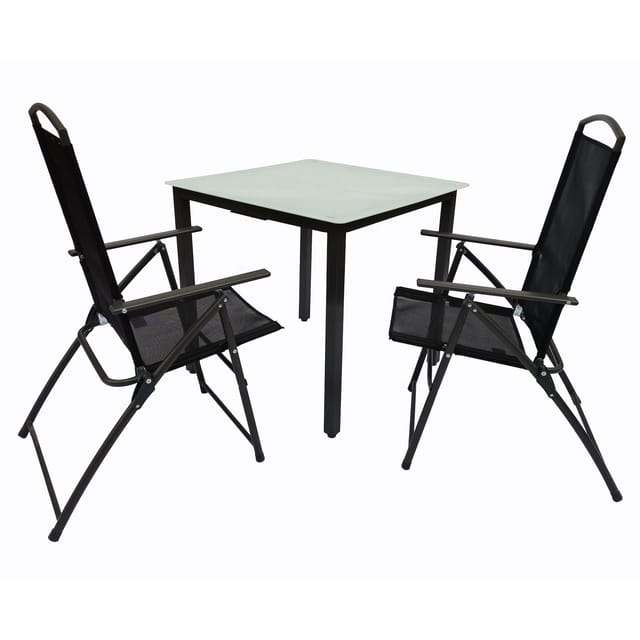 VCM 3-tlg Gartenmöbel Set Sitzgruppe Essgruppe 1x Tisch, 2x Stühle Tisch Maße ca. H. 76 x B. 80 x T. 80 cm Hochlehner Set 80M