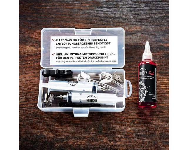 Borgen Fahrrad-Montageständer Borgen Service Kit mit Mineral Öl für Tektro & TRP Scheibenbremsen