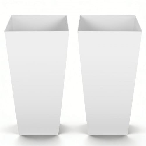 VEVOR Pflanztopf 325x325x665 mm 2er-Set, Blumentopf, Blumenkübel, PP-Pflanzgefäß, Planzkübel, Pflanzkasten mit Innentopf & Abflusslöchern, Geeignet für Zimmer- & Gartenpflanzen, Weiß