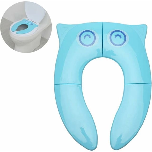 Faltbarer Reise-toilettensitzverkleinerer Für Kinder, Tragbarer Toilettensitz Für Babys, Komfortables Pp-material Mit 4 Rutschfesten Silikonpads Und 1 Tragetasche (große Augen - Blau)