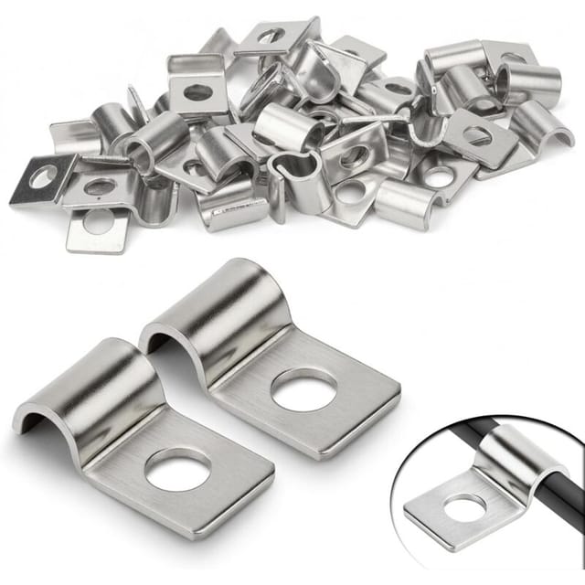 Packung Mit 30 Starren Kabelbindern Aus 6 Mm Starkem Drahtgeflecht, Edelstahl, U-förmige Klemme, Einzelloch, Wandmontage, Starres Drahtgeflecht Für Kabel Mit 5–6 Mm Durchmesser, Montage