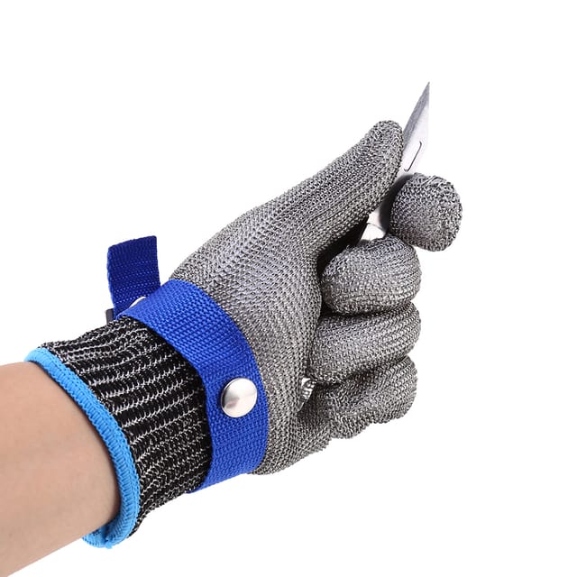 Metzgerhandschuh Aus Schnitt- Und Durchstichfestem Edelstahlgewebe