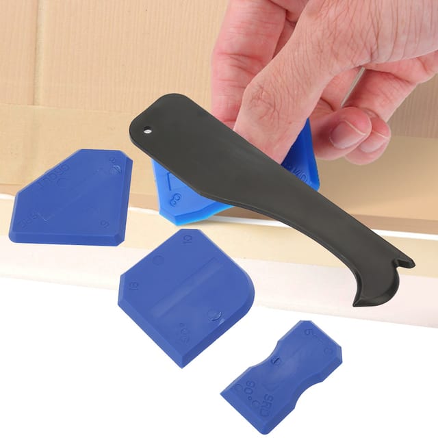 4-teiliges Dichtungswerkzeugset, Silikonfugenschaber, Zement- Und Glasschaber (blau)