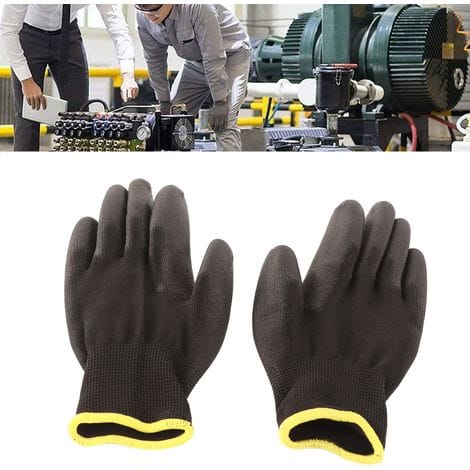 Antistatische Arbeitshandschuhe, 10 Paar – Schwarze Pu-beschichtung Mit Rotem Rand, Größe 8 (m)