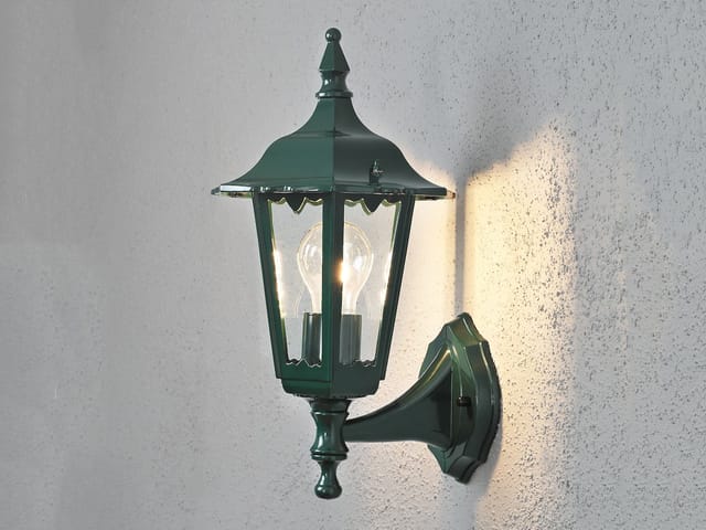 Konstsmide - Kleine Außenwandleuchte Firenze, E27, Aluminium Grün, Höhe 36cm